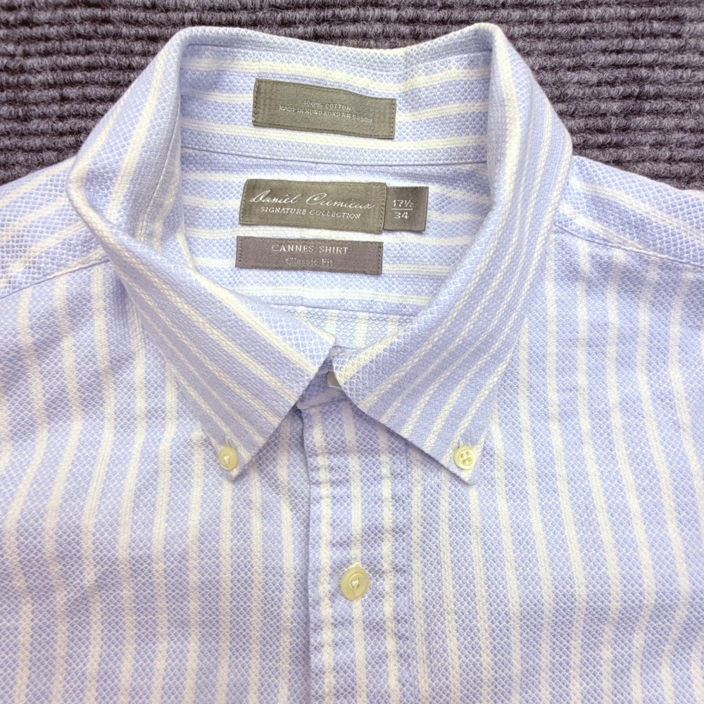 Daniel Cremieux Signature Collection Cannes Shirt Mens 17.5 34 Blue Striped